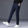 Herrbyxor Autumn Winter Pants Män förtjockar fleece fodrad varm elastisk midja utomhus tröjor mode smal grå kostym byxor man j231116