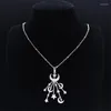 Pendant Necklaces 2023 Fashion Crescent Moon Star Necklace Woman Stainless Steel Choker Silver Color Jewelry Collares N4566S04