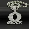 Hänghalsband Hip Hop Big Crystal Letter Q -halsband med Iced Out Bling 13mm bredd Miami Cuban Chain Fashion Charm smycken DRO362C