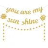 Party-Dekoration You Are My Sunshine Baby Shower Decor Gold Glitter Banner mit lächelnder Sonne Circle Dot Girlande Supplies