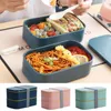 Dinnerware Sets 1 Set 1600ML Lunch Box Portable Handle Good Sealing Bento Air Vent Leak-Proof Microwavable Double Layer Organizer