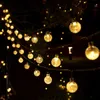 Sznurki LED LED Solar Light String Outdood Wodoodporna dekoracja świąteczna 100LED Crystal Ball Camping Fairy Garland Garden Party Solar Lampa P230414