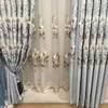 Curtain Curtains For Living Room Haze Blue Chenille Fabric Exquisite Embossed Embroidered Window Screens Customized