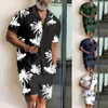 Meninas de pista masculina 2023 camisa masculina define uma peça de coco 3D em árvore de coco 3D Ternos de manga curta Hawaii Beach Casual Opessize Roupas