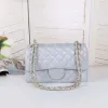 Portfel damski czarny torebek kawior złoty łańcuch klasyczny klapa torba na ramię Crossbody designer torebki woc make 89