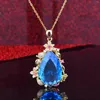 Łańcuchy Solid 14 -krotnie złoty naszyjnik Sapphire Sapphire Biżuteria Wisior dla kobiet Bohemia 14 K Żółty kamień szlachetny