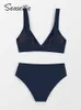 Costumi da bagno da donna SEASELFIE Bikini con scollo a V fasciato a vita alta Costume da bagno per donna Sexy Gancio posteriore Due pezzi Costumi da bagno Costume da bagno da spiaggia 230417