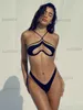 Women's Swimwear BOOFEENAA Sexy Mesh Insert Black Micro Bikini Swimwear Women 2023 Summer Two Piece Set Beach Vacation Bathing Suit C83-BE10 T230417