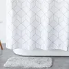 Aimjerry Rideau de douche en tissu pour baignoire blanc et gris avec 12 crochets 71 x 71 h, haute qualité, imperméable et résistant à la moisissure 041 L281F