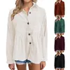 Damesjacks 2023 Vest voor vrouwen dames reversoverhemden corduroy lange mouw button down jacket tops plus size Jean