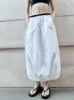 Skirts Women's Skirt 2023 Summer All-match Elastic Waist Button Decoration Mid-length White