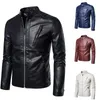 Vestes pour hommes printemps automne moto veste en cuir solide col montant mode décontractée tendance blanc coupe-vent manteau streetwear 231116