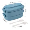 Geschirr-Sets Lunchbox auslaufsicher Bento für Kinder Erwachsene Besteck-Set Boxen Kind Männer Frauen Arbeitsschulen Himmelblau