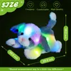 Plush Light Up brinquedos 35cm LED Musical Luminous Toys Dog PP Cotton Boneca Presentes Soft Throw Pillows Stuffed Animals para Meninas Crianças Aniversário 231117