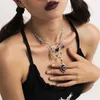 Hänge halsband Sindlan 5st Goth Heart Silver Color Chains Pendants Necklace For Women Punk Set Sword Imp Y2K Par Emo Jeweller Collares Mujer Z0417