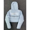 Trapstar London avkodad hooded puffer 2.0 isblå jacka kvinnor broderade termiska hoodie män vinterrock kläder 485 48