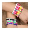 ビーズサーファーHeishi Clay Bead Bracelets Fashion Women Rainbow Stackable Beaded Streting Friendship Hand Charms Boho Bohemia DH DHY4K