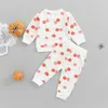 Kledingsets 2 pc's baby Halloween -broek set lente herfst baby boy girl pumpkin star print lange mouw ronde nek pullover broek