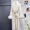 Women's Fur Faux Fashion Natural Cashmere Coat For Women With Collar And Cuff Luxury Lady Wool Sheep Long Autumn 231116