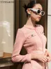 Women's Two Piece Pants Pink Tweed jacket Skirt Suit fashion slimming Professional Set Autumn Winter classic 2 Piece 231116
