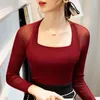Stage Wear Women Latin Dance Costumes Long Sleeved Pure Cotton Square Collar Shirts Performance Practice Clothes DN10087