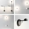 Lâmpada de parede pino nórdico led moderno linha minimalista lâmpadas brancas preto quarto de cabeceira de cabeceira arandelas vivas