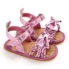 Sandalen baby babymeisjes zomer bowknot gevlochten sandalen strandschoenen anti-slip zachte zool geboren vooropkomst voor het eerste wandelschoenen 0-18m 230417