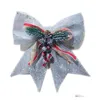 Christmas Decorations Satin Ribbon Bows Christmas Tree Bowknot Ornaments Polyester Flower Crafts Handmade Decoration Drop Delivery Hom Dh6Rw