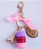 Macarons Ribbon Woman Luxury Macarons Cake Keychain on Bag Charm Handbag Charms Car Keychain Gift Box