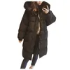 Doudoune femme mi-longue veste matelassée en coton 2023 manteau hiver coréen sport élégant fourrure à capuche Parker Parkas