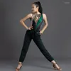 Stage Wear Latin Dance Pants Donna Ballroom Practice Salsa Abbigliamento Tango Dancewear Costume Samba Rumba Dancing Outfit DL8576