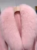 Women's Fur Faux Fashion Natural Cashmere Coat For Women With Collar And Cuff Luxury Lady Wool Sheep Long Autumn 231116