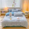 Ensembles de literie Lapin en peluche ensemble lait velours hiver chaud quatre pièces épaissir housse de couette lit taie d'oreiller en lin maison roi chambre décor 231116