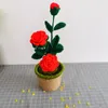 Dekorativa blommor handvävda blomma potten ull heminredning semester presenter rosor solrosor material väskor färdiga produkter