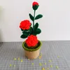 Flores decorativas Mão tecidas de flores de lã móveis para férias presentes de férias rosas girassóis sacos de materiais produtos acabados