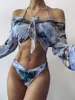 Women's Swimwear Print Sport Bandeau Push up Bikinis Sexy Marble Women Swimsuit High Waist Swimwear Women bathing suit Beach wear 230417