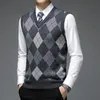 Herensweaters Modeontwerper Merk Argyle Trui Diamanten Trui V-hals Gebreid Vest Heren 6% Wol Mouwloos Herfst Casual Herenkleding 231116