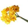 Fleurs décoratives Pratique Simulation Fleur Fraîcheur Artificielle Sans Arrosage Jaune Blanc Faux Narcisse Bouquet Po Accessoires