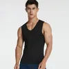 Men's Tank Tops Men's Summer Solid Sleeveless V-Neck Tees Ice Silk Traceless Thin Breathable Vest T-Shirt