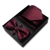 Bow Ties Wysokiej jakości Jacquard ładny ręcznie robiony krawat chusteczka kieszonka kieszonkowa set mankiet