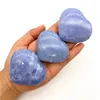 Decorative Figurines 3"-4" Celestite Crystal Heart Rare Natural Ice Sky Blue Celestine Druzy Reiki Madagascar Specimen