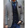 Męskie garnitury Blazer Blazer dla mężczyzn Kurtka Herringbone Business Office Płaszcz Zimowe ciepłe wełniane garnitur Lapel Single Bered Ubrania 231116