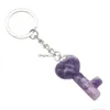 Key Rings Wholesale Natural Amethyst Gemstone Keychain Copper Fashion Turtle Dragon Charms Key Ring For Women Men Gift Drop Delivery D Dhbcl