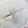 Solitaire Ring Luxury Oval Crystal Cubic Zirconia Shiny Gold Color Engagement Rings for Women Wedding Cocktail Party Gifts Fashion Jewelry 231117