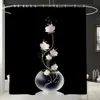 Aesthetic Lotus Shower Curtain Floor Mat 4 Pieces Set Bathroom Mat Toilet Cover Creative Bathroom Curtain Waterproof Partition12673