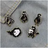 Accessoires de dessin animé Black Halloween Cat Émail Pin Dark Punk Broches Badges en métal pour sac à dos Chapeau Sacs Femmes Hommes Drop Livraison Bébé Dhb7I