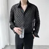 Camicie casual da uomo 2023 Top stile britannico Moda uomo Autunno Business Camicia a maniche lunghe / Risvolto da uomo Scava fuori Sexy Slim Fit S-3XL