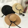 Girls Summer Cap Black Ribbon Decorate Wavy Straw Hat For Girls Children Panama Hat Kids Sun Cap Baby Beach Hats273b