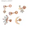 Stud 5 pezzi stella trago orecchini a bottone set cuore piccolo stud set lobo piercing cartilagine stud helix gioielli cz bilanciere piercing orecchiniL231117