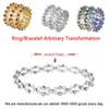 Nieuwe Creatieve Strass Magische 2-in-1 Opvouwbare Intrekbare Ring Voor Vrouwen Trendy Rekbare Zirkoon Ingelegde Ring Bangle sieraden Gif